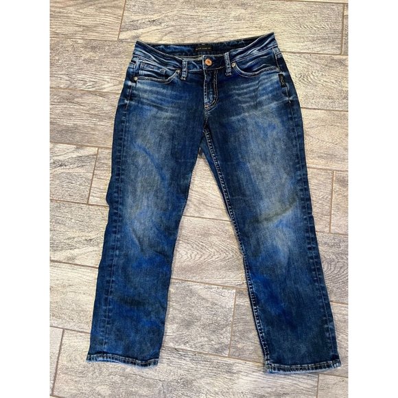 Silver Jeans Suki Capri Cropped jeans‎ size 28 x 22.5 Stretch Distressed Denim - Picture 2 of 9